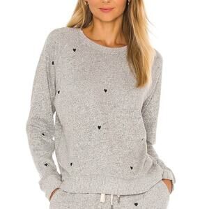 Rails Callahan Sweatshirt in Melange Grey Black Hearts Size M